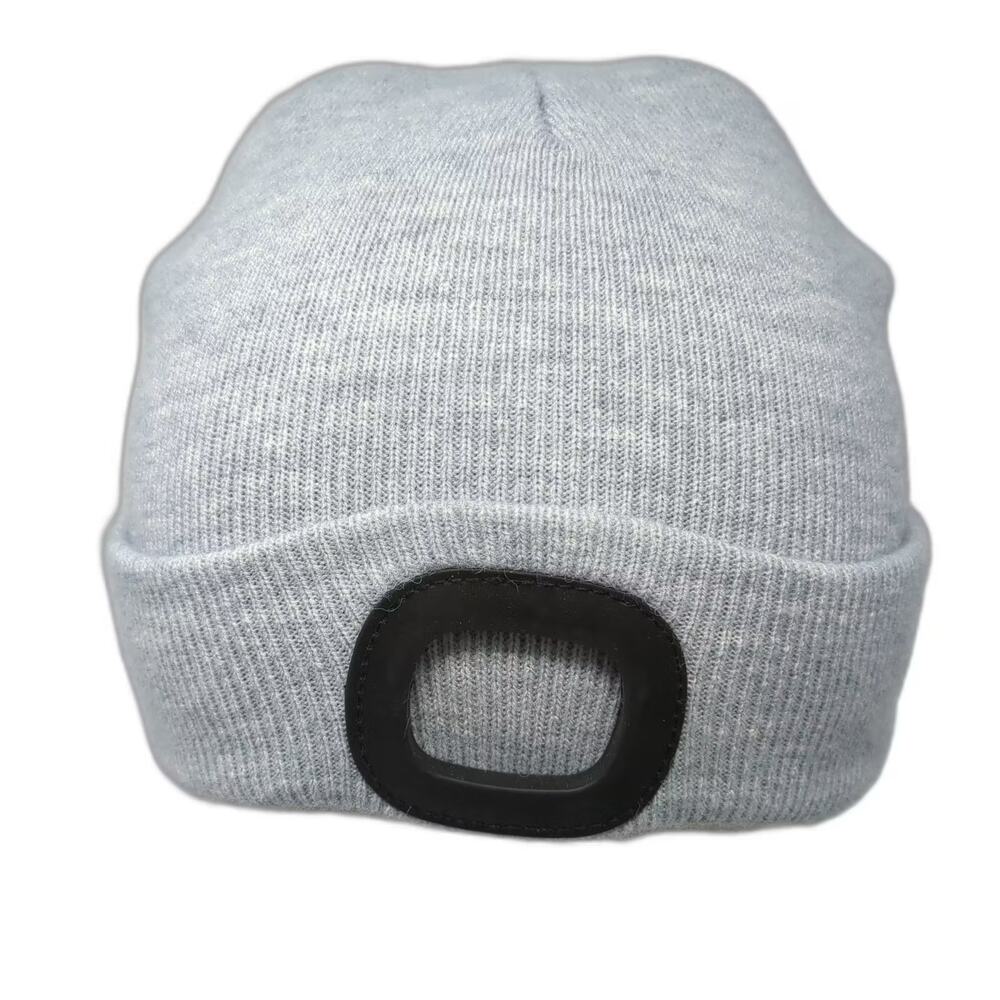 Night Scope Beanie Hat Gray Black One Size Headlamp Mount Acrylic Knit Cuffed